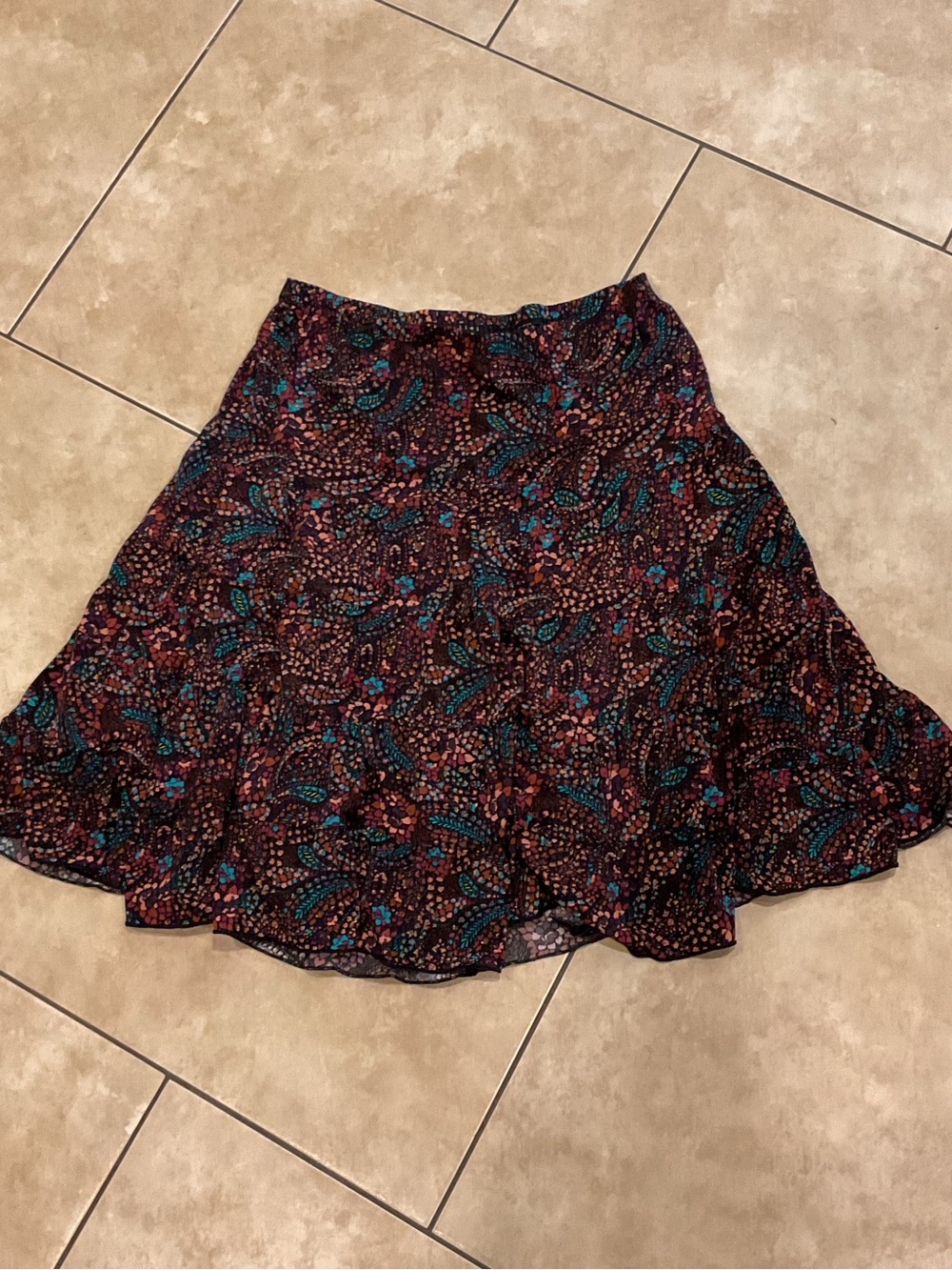 Floral Paisley Circle Skirt in Black and Teal